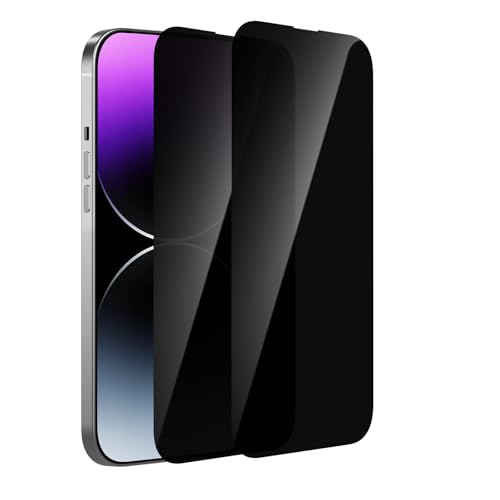 6.1-inch [2 Pack] Privacy Screen Protector for iPhone 16/15[Anti-Spy] Tempered Glass Film,Touch Sensitive/Anti Scratch/Fingerprint/Easy Install Bubble Free