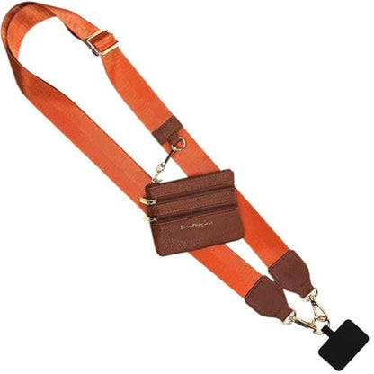 Save the Girls Clip & Go Phone Lanyard Crossbody Strap with Wallet, Brown - color: Neutral Brown Strap