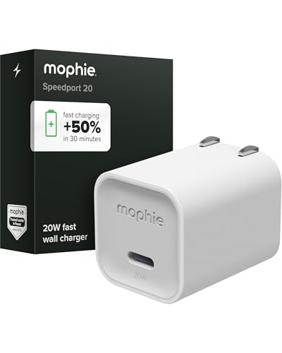 Mophie Speedport 20 GAN USB-C Charger Block - 20W Fast Wall Charger, 1× USB‑C PD Port, Compact Foldable Prongs, Made with Recycled Materials, for Smartphones, Tablets, Headphones - style: 20W