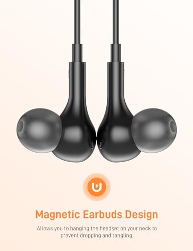 USB C Headphones for Apple/iPhone Duo 18 17 16 15 Wired Earbuds with Case - color: Black