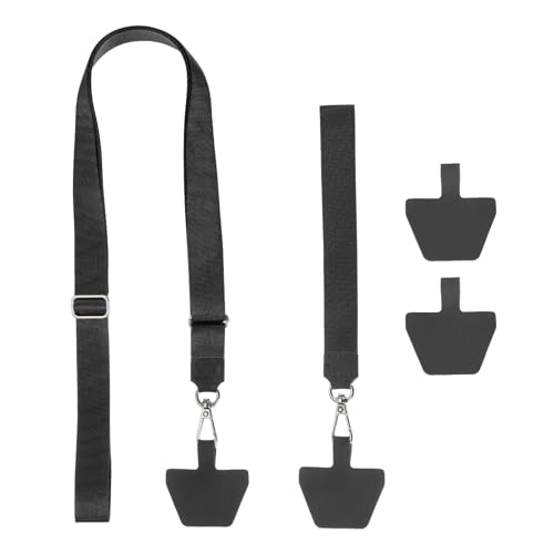 PATIKIL Smart Phone Lanyard with Wrist Strap and Patches for Most Smartphones ID Badges Keychain - color: Black