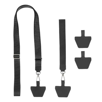 PATIKIL Smart Phone Lanyard with Wrist Strap and Patches for Most Smartphones ID Badges Keychain - color: Black
