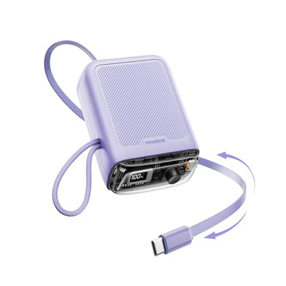 Innostyle 10000mAh Power Bank, 30W Portable Charger with Built‑in USB‑C - color: Purple