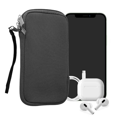 kwmobile Universal Phone Pouch Size L - 6.5" - Neoprene Smartphone Pouch with Zip - Water-Repellent Mobile Phone Case - Sleeve in Grey - color: grey, size: L - 6.5"
