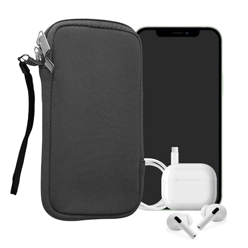kwmobile Universal Phone Pouch Size L - 6.5" - Neoprene Smartphone Pouch with Zip - Water-Repellent Mobile Phone Case - Sleeve in Grey - color: grey, size: L - 6.5"