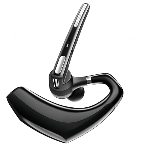 Bluetooth Headset ,Wireless bluetooth earpiece with ENC Noise Cancelling Mic, 110H Playback, Bluetooth 5.1 Dual Connectivity, Wireless Headphones Compatible iPhone/Android/PC (Office/Driving) - color: Black