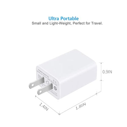 USB Wall Charger FOBSUNLAND ®. USB Wall Plug 5V 2A AC Power Adapter Compatible with iPhone,Pad,Samsung,Tablet,Kindle and More (White 2pack)