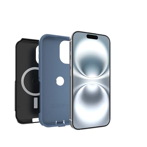 OtterBox iPhone 16 (Only) - Commuter Series MagSafe Case - Sovereign Navy (Black & Blue) - Built-in Magnets - Slim & Tough - Pocket-Friendly - with Port Protection - color: Black & Blue, style: iPhone 16