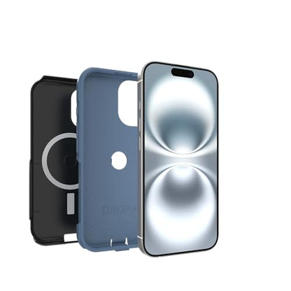 OtterBox iPhone 16 (Only) - Commuter Series MagSafe Case - Sovereign Navy (Black & Blue) - Built-in Magnets - Slim & Tough - Pocket-Friendly - with Port Protection - color: Black & Blue, style: iPhone 16