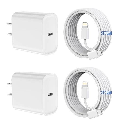 iPhone 14 13 Pro Max Charger Fast Charging,MFi Certified Apple ChargerBlock - color: White 10foot