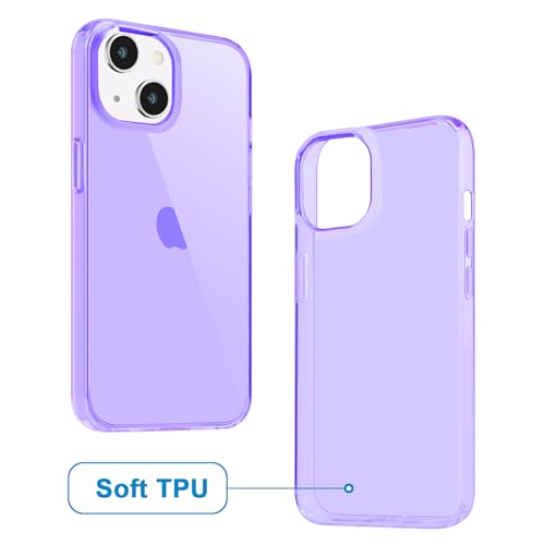 JJGoo Compatible with iPhone 13 mini Case, Soft Transparent Shockproof Protective Slim Thin Bumper Phone Cover for iPhone 13 mini - 5.4 inch, Translucent Purple - color: Purple