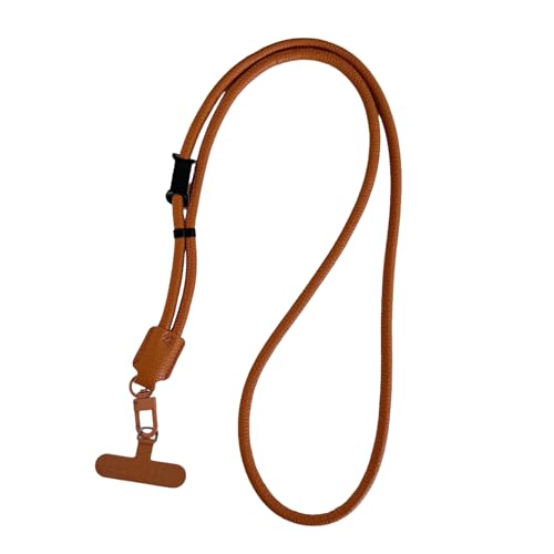 Phone Leather Lanyard with Tabs,Adjustable Anti Theft Phone Crossbody Strap for iPhone and Smartphone,Purse - color: Brown