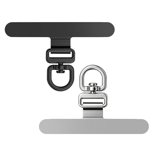 ZXZone Metal Phone Tether Tab, Anti-Scratch, Metal Phone Patch, Universal Cellphone Lanyard Pad for Full Phone Cases, 2 Pieces (XS-Black-Silver) - color: XS-Black-Silver