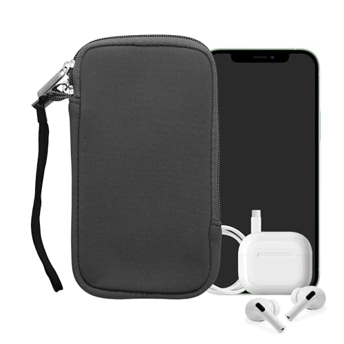 kwmobile Universal Phone Pouch Size L - 6.5" - Neoprene Smartphone Pouch with Zip - Water-Repellent Mobile Phone Case - Sleeve in Grey - color: grey, size: L - 6.5"