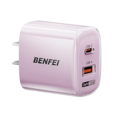 BENFEI 33W GaN USB C Fast Charger, 2-Port Two-Tone Compact Wall Charger Block, Portable Travel Charger for iPhone 17/16/15, Galaxy S25/S24/S23, Pixel 10/9/8, iPad, AirPods, MacBook, Steam Deck - color: Teal