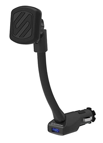 Scosche Magnetic Phone Mount for Car, USB Cigarette Lighter Adapter with Phone Holder, 12V Socket Plug-In, Adjustable Arm, Secure Magnet Grip, Built-In USB Charger for iPhone & Android Cell Phones - style: USB Charger