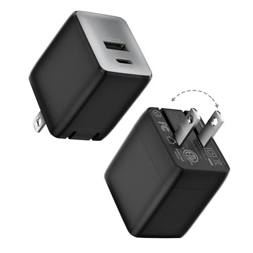 wegear USB C Fast Charging Charger, 30W Dual-Port GaN Nano Charger - color: Black, size: 2 Pack