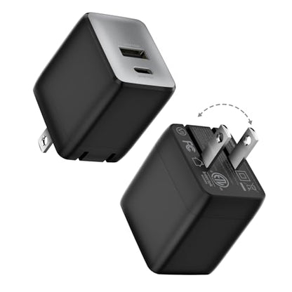 wegear USB C Fast Charging Charger, 30W Dual-Port GaN Nano Charger - color: Black, size: 2 Pack