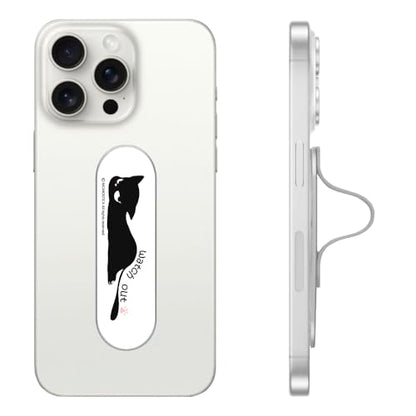 Momostick Premium Flatstick Collection, Slim Phone Grip and Stand, Adjustable Finger Loop Holder for All Smartphones, Universal and Pocket-Friendly Selfie Stand - color: Black Cat