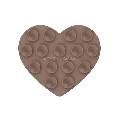 Velvet Caviar Suction Cup Phone Case Mount Compatible with MagSafe Devices Only - Magnetic Silicone Sticky Phone Grip Holder for iPhone Back of Phone - Mirror Gripper (Cashmere Taupe Heart) - color: Cashmere Taupe Heart