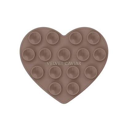 Velvet Caviar Suction Cup Phone Case Mount Compatible with MagSafe Devices Only - Magnetic Silicone Sticky Phone Grip Holder for iPhone Back of Phone - Mirror Gripper (Cashmere Taupe Heart) - color: Cashmere Taupe Heart