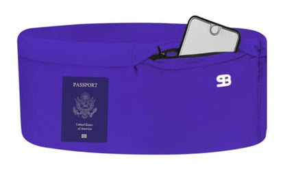 StashBandz Running Belt, Fanny Pack, & Money Belt, 4-Pocket Phone Holder - color: Purple, size: X-Small