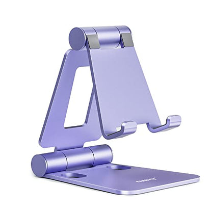 Nulaxy Full Aluminum Dual Folding Cell Phone Stand for Desk, Purple - color: E-Purple