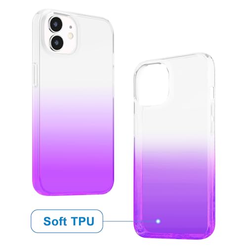 JJGoo Compatible with iPhone 12 Case & iPhone 12 Pro Case Clear, Soft Transparent Shockproof Protective Slim Thin Bumper Phone Cover for 12 and 12 Pro - 6.1 inch, Purple Gradient - color: Gradient Purple