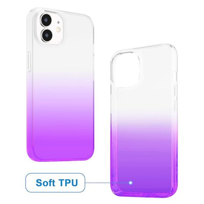 JJGoo Compatible with iPhone 12 Case & iPhone 12 Pro Case Clear, Soft Transparent Shockproof Protective Slim Thin Bumper Phone Cover for 12 and 12 Pro - 6.1 inch, Purple Gradient - color: Gradient Purple