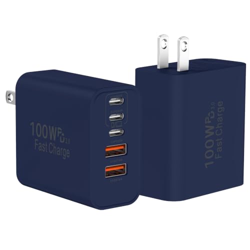 USB C Super Fast Charger Block, 100W USBC Charging Block Wall Plug Adapter - color: Deep Blue