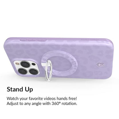VELVET CAVIAR Compatible with MagSafe Phone Grip - Magnetic Ring Holder with Adjustable Stand - Removable MagSafe Accessories for iPhone 16, 15, 14, 13, 12 (Lilac Purple Leopard) - color: Lilac Leopard