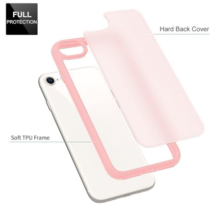 TENOC Phone Case Compatible with iPhone SE (2nd 2020 and 3rd 2022 Generation) & iPhone 7 & iPhone 8, Pink Case Translucent Protective Bumper Matte Hard Back Cover for 4.7 Inch - color: Pink, size: iPhone 7/8/SE