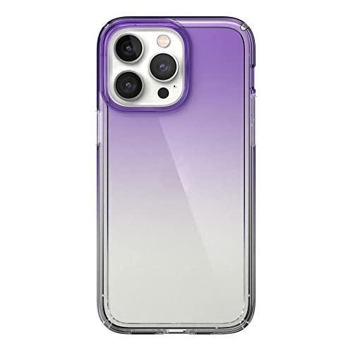 Speck Clear iPhone 14 Pro Max Case - Drop Protection, Scratch Resistant Dual Layer Slim Phone Case for 6.7" iPhones - Anti-Yellowing & Anti-Fade Case - Ombre Amethyst Purple Fade/Clear GemShell - color: Amethyst Purple Fade/Clear