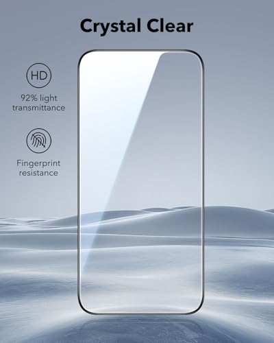 ESR 3 Pack for iPhone 16 Pro Screen Protector, Classic | Easy One-Pull Installation, 2X Impact Absorption, 9H Tempered Glass, Full-Coverage Protection, UltraFit Tray, Bubble-Free - size: iPhone 16 Pro 6.3 inch