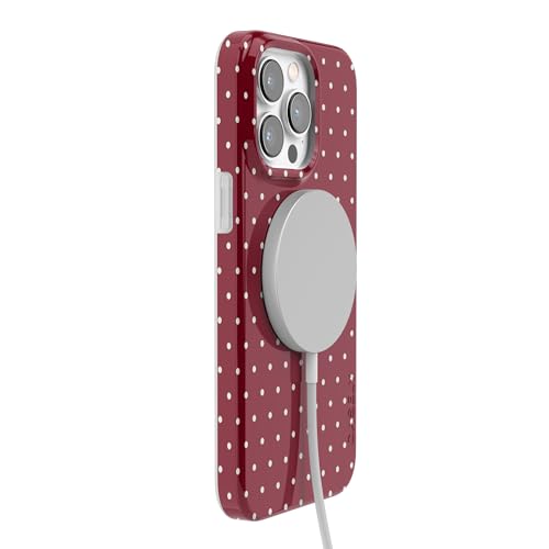 Casely iPhone 14 Pro Case | On the Dot | Maroon Polka Dot | Compatible with MagSafe | Classic Ultra Slim Design - color: On the Dot | Maroon Polka Dot, size: Iphone 14 Pro