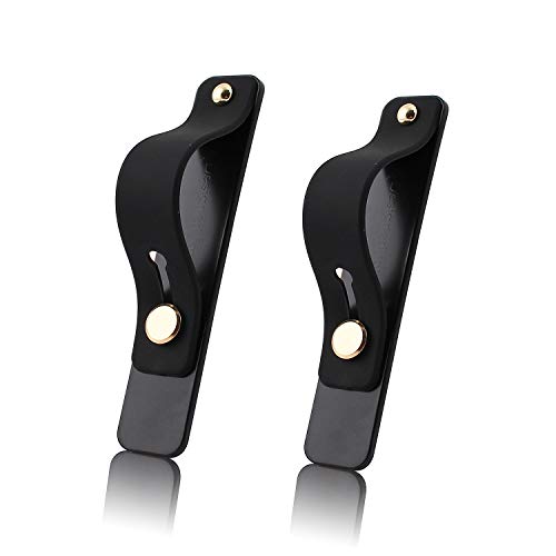 Removable and Reusable Cell Phone Grip Strap, Yetaida Telescopic Finger Kickstand Bracket Universal Silicone Phone Holder Stand and Portable Finger Loop for Most Smartphones Case (Black) - color: Black