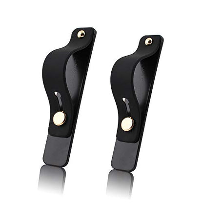 Removable and Reusable Cell Phone Grip Strap, Yetaida Telescopic Finger Kickstand Bracket Universal Silicone Phone Holder Stand and Portable Finger Loop for Most Smartphones Case (Black) - color: Black