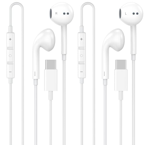 [Apple MFi Certified] USB C Headphones for iPhone 17 16 15 Pro Max 2 Pack - color: CWhite