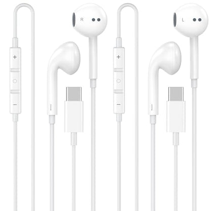 [Apple MFi Certified] USB C Headphones for iPhone 17 16 15 Pro Max 2 Pack - color: CWhite