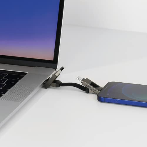Rolling Square inCharge 6 - Keychain USB C Charger Cable, Lightning Cable and Micro-USB for Smartphone, Universal Cable Charger 6 in 1, USB Plug, 15W, Gray - color: Gray