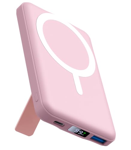 AOGUERBE for MagSafe Portable Charger, 10000mAh Magnetic Charger for iPhone - color: Rose Pink
