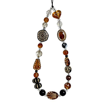 Cute Beaded Camera Wrist Strap for Phone, Digital Camera Charm Lanyard, Pearl Beaded Chain for Bag Keychain Gift - color: Brown Bead 2