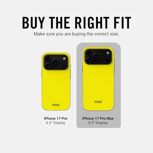 Ridge Case Compatible with iPhone 17 PRO MAX - Compatible with MAGSAFE & Wireless Charging, Aluminum Control Buttons, Dual-Layer Construction, TPU Bumper with Drop Protection (Hyper Lime) - color: Hyper Lime, size: iPhone 17 Pro Max