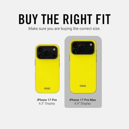 Ridge Case Compatible with iPhone 17 PRO MAX - Compatible with MAGSAFE & Wireless Charging, Aluminum Control Buttons, Dual-Layer Construction, TPU Bumper with Drop Protection (Hyper Lime) - color: Hyper Lime, size: iPhone 17 Pro Max
