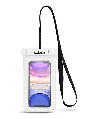 CaliCase Universal Waterproof Floating Phone Pouch - IPX8 Waterproof Floating Phone Case with Lanyard for iPhone X-15/ S20-S24/ Pixel 4-8 - White - color: White