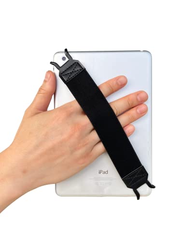 EGOSecurity Hand-Strap for 9-11 Inch Tablets - iPad/iPad Pro/Air, Kindle Fire HD/Samsung/Lenovo, High-Elasticity Versatile Hand Strap, Lightweight Finger Grip Holder (Black) - 2PC - color: 2Black