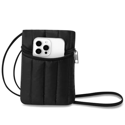 Small Crossbody Women Cell Phone Purse Wallet Bag With Shoulder Strap - color: Black-yur