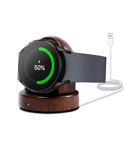 Wood Watch Charger Compatible with Samsung Galaxy Watch 8/7/6/6 Classic/ 5/5 Pro/4/4 Classic/3/Active 2 Charger Stand,Wireless Smart Watch Charger Magnetic for Samsung Watch,Gift for Men Women