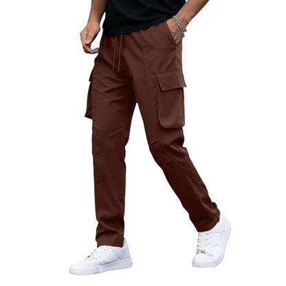 Men Cargo Pants Ripstop Heavy Duty Tactical Waterproof Deep Pockets Casual Beach Construction Tactical Pants for Men - color: A Brown, size: Large