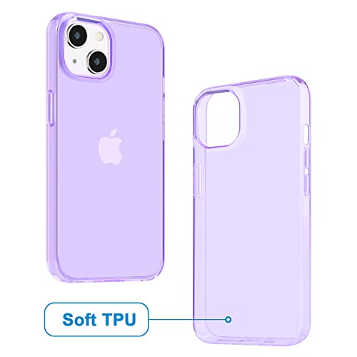 JJGoo Compatible with iPhone 13 Case, Clear Purple Soft Shockproof Protective Slim Thin Phone Bumper Cover for iPhone 13-6.1 inch 2021 - color: Purple
